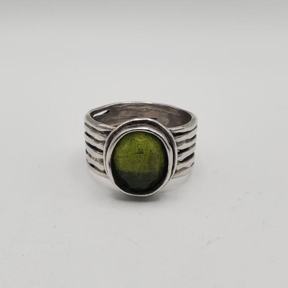 SILPADA Sterling Silver 925 Green Glass Daintree Ring Size 10 R1463 - Picture 2 of 11